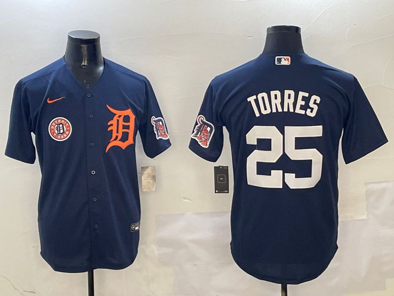 Men Detroit Tigers #25 Torres Drak Blue Game 2025 Nike MLB Jersey style 3125->detroit tigers->MLB Jersey